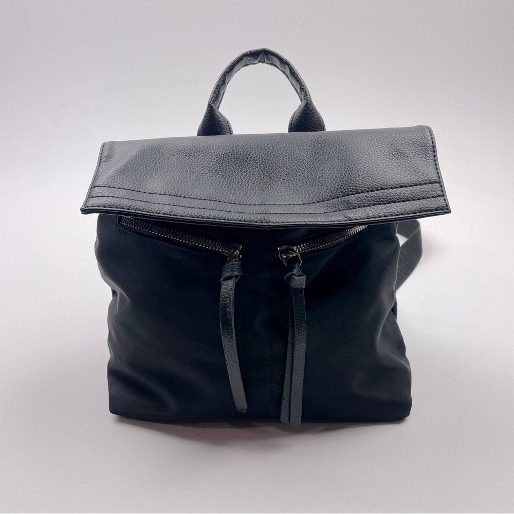 Botkier New York Trigger Mini adjust Backpack Faux Black Leather & Nylon